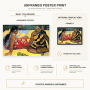 Paul Gauguin - Tahitian Women on the Beach poster print size comparison and framing display infographic