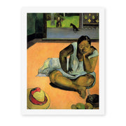 Paul Gauguin's 'The Brooding Woman' painting reproduced as a rolled canvas print