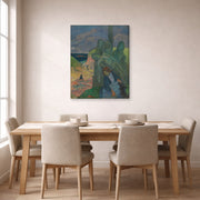 Gallery-wrapped canvas print of Paul Gauguin's The Green Christ displayed on a wall in a dining room