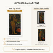 Paul Gauguin - The Moon and the Earth canvas print size comparison and framing display infographic