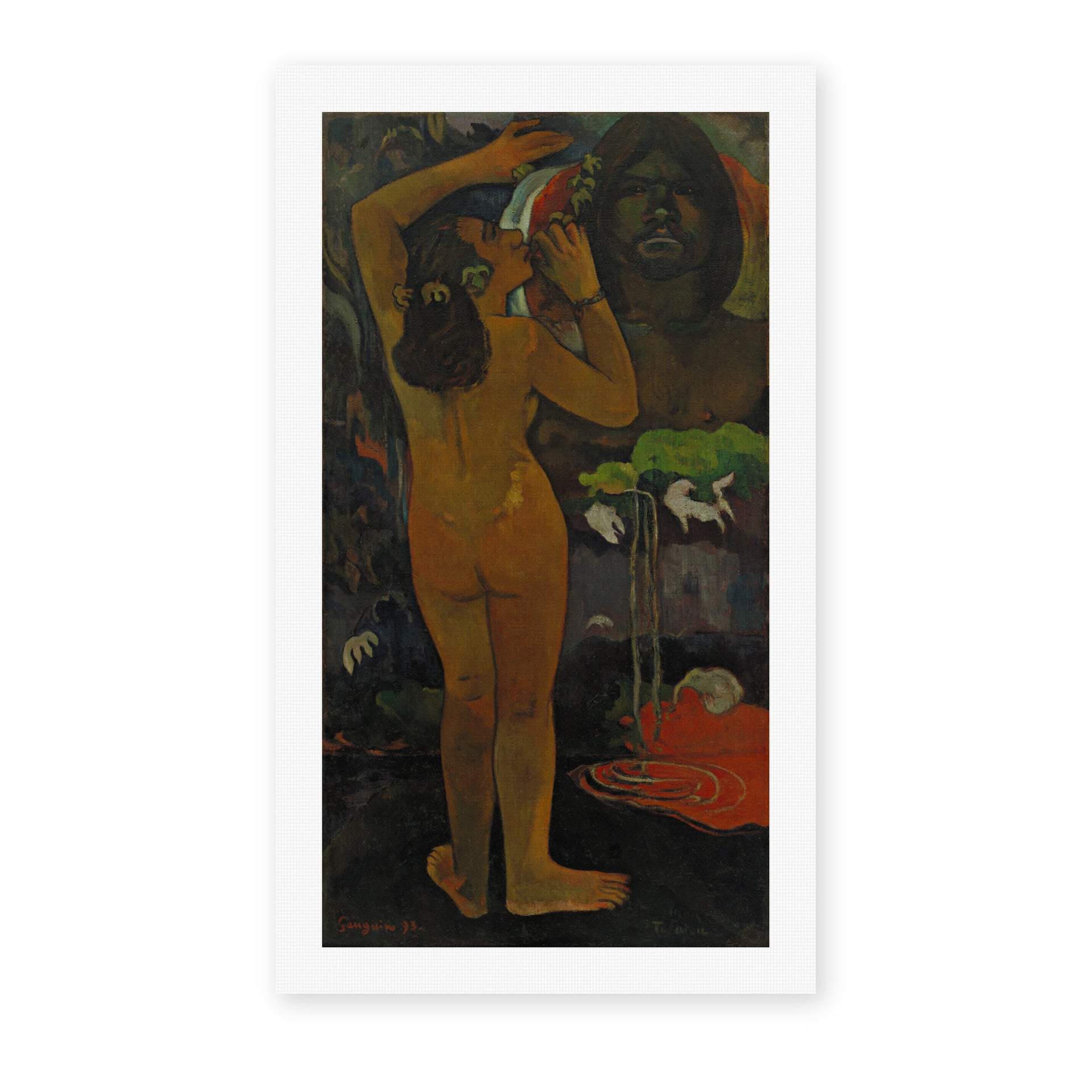 Paul Gauguin's 'The Moon and the Earth' painting reproduced as a rolled canvas print