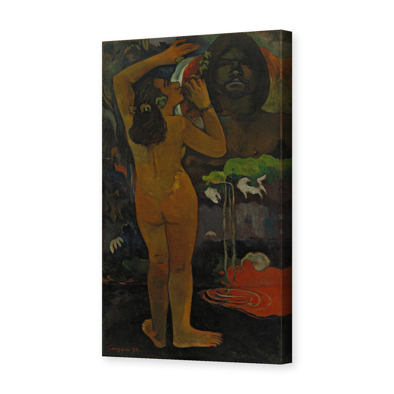 Paul Gauguin's 'The Moon and the Earth' painting reproduced as a gallery-wrapped canvas print