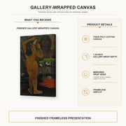 Paul Gauguin - The Moon and the Earth gallery wrap canvas construction and hanging details infographic