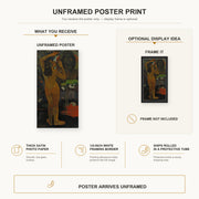 Paul Gauguin - The Moon and the Earth poster print size comparison and framing display infographic