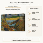 Paul Gauguin - The Painter of Sunflowers gallery wrap canvas construction and hanging details infographic