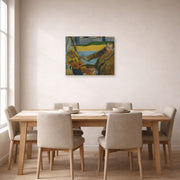 Unframed poster print of Paul Gauguin's The Painter of Sunflowers displayed on a wall in a dining room