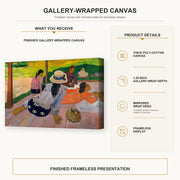Paul Gauguin - The Siesta gallery wrap canvas construction and hanging details infographic