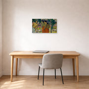 Gallery-wrapped canvas print of Paul Gauguin's Three Tahitian Women displayed on a wall in an office