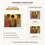 Paul Gauguin - Three Tahitians canvas print size comparison and framing display infographic