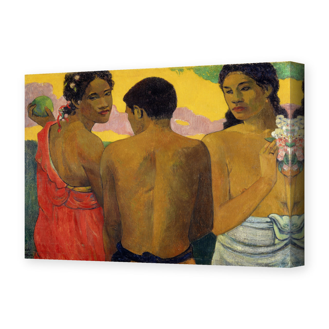 Paul Gauguin's 'Three Tahitians' painting reproduced as a gallery-wrapped canvas print