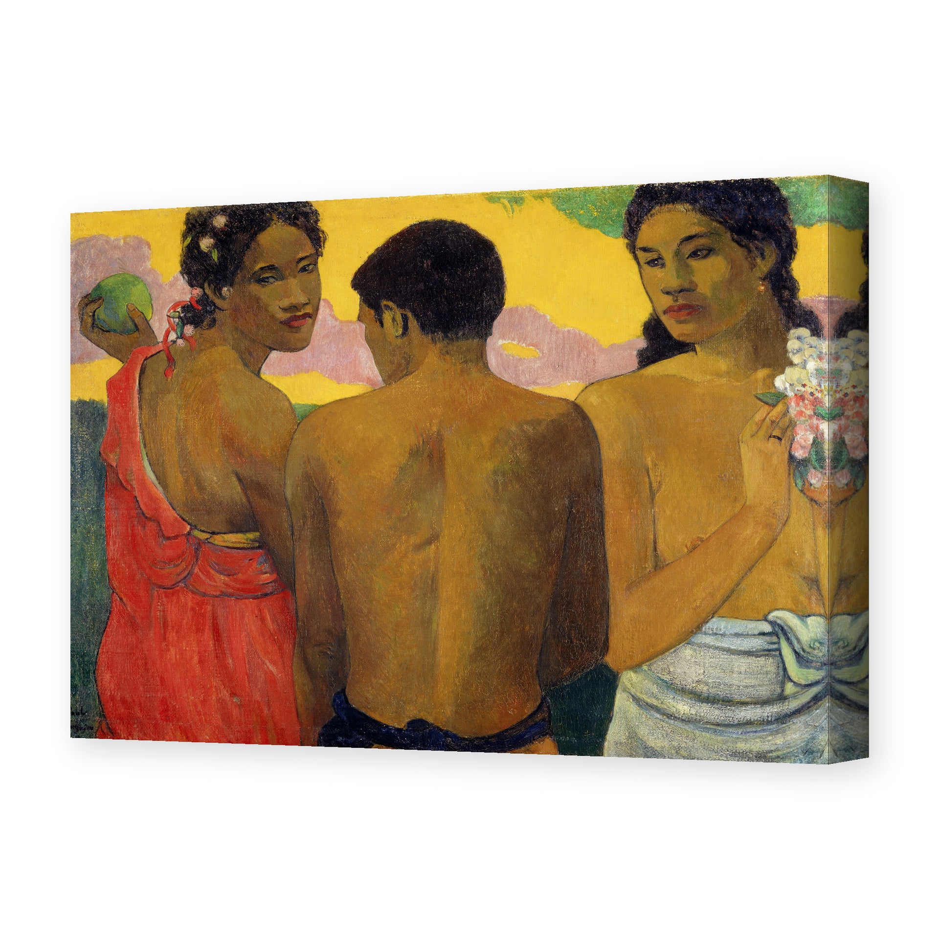 Paul Gauguin's 'Three Tahitians' painting reproduced as a gallery-wrapped canvas print