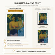 Paul Gauguin - Two Tahitian Women canvas print size comparison and framing display infographic