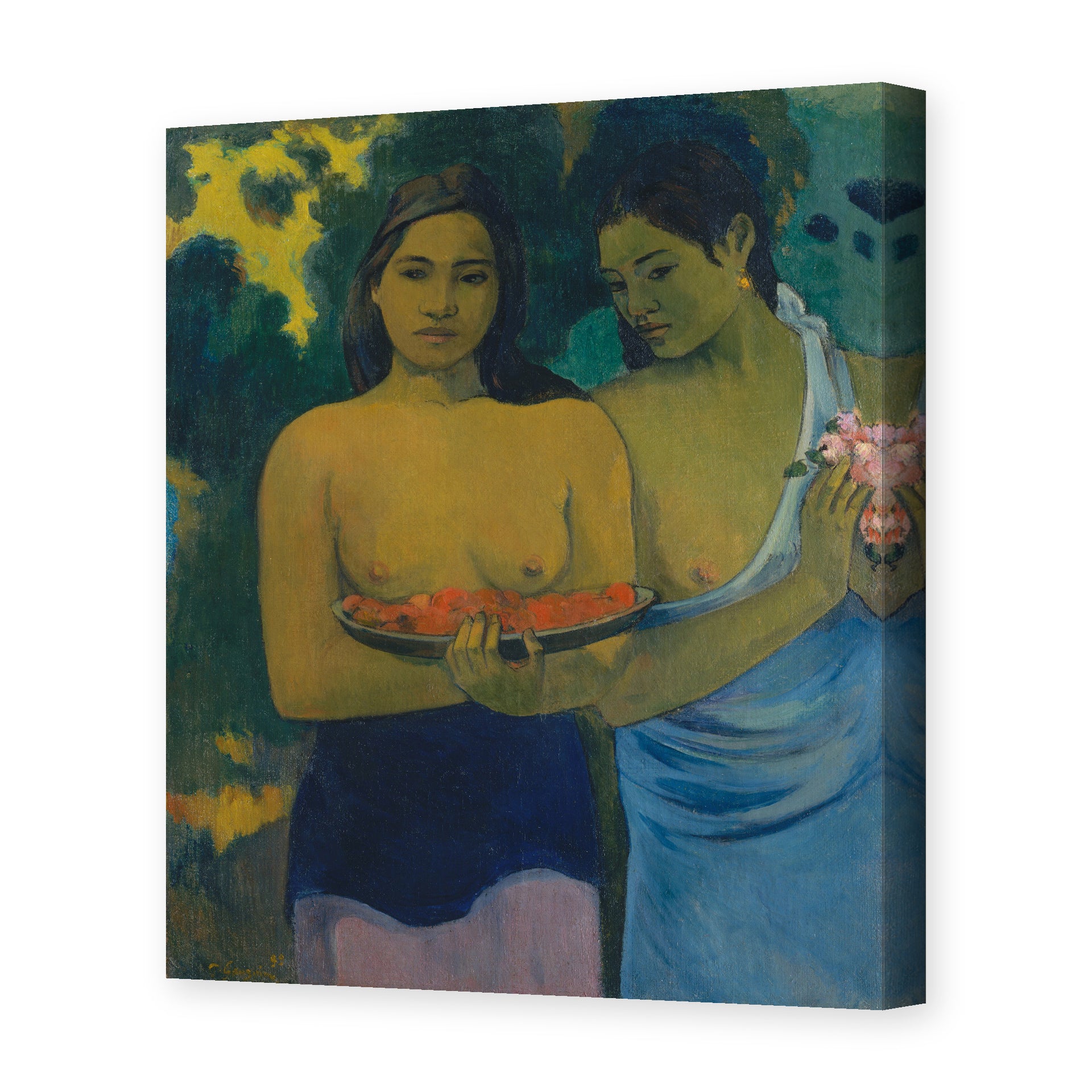 Paul Gauguin's 'Two Tahitian Women' painting reproduced as a gallery-wrapped canvas print
