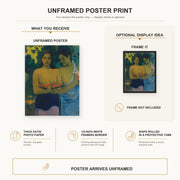 Paul Gauguin - Two Tahitian Women poster print size comparison and framing display infographic