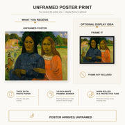 Paul Gauguin - Two Women poster print size comparison and framing display infographic