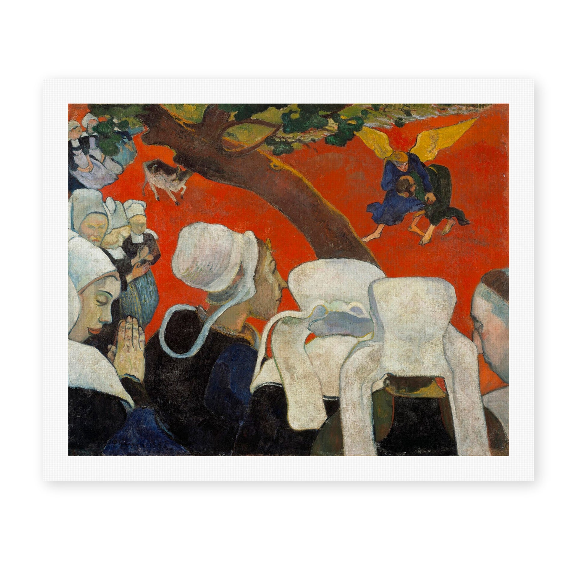 Paul Gauguin's 'Vision After the Sermon' painting reproduced as a rolled canvas print
