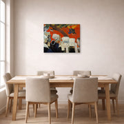 Gallery-wrapped canvas print of Paul Gauguin's Vision After the Sermon displayed on a wall in a dining room