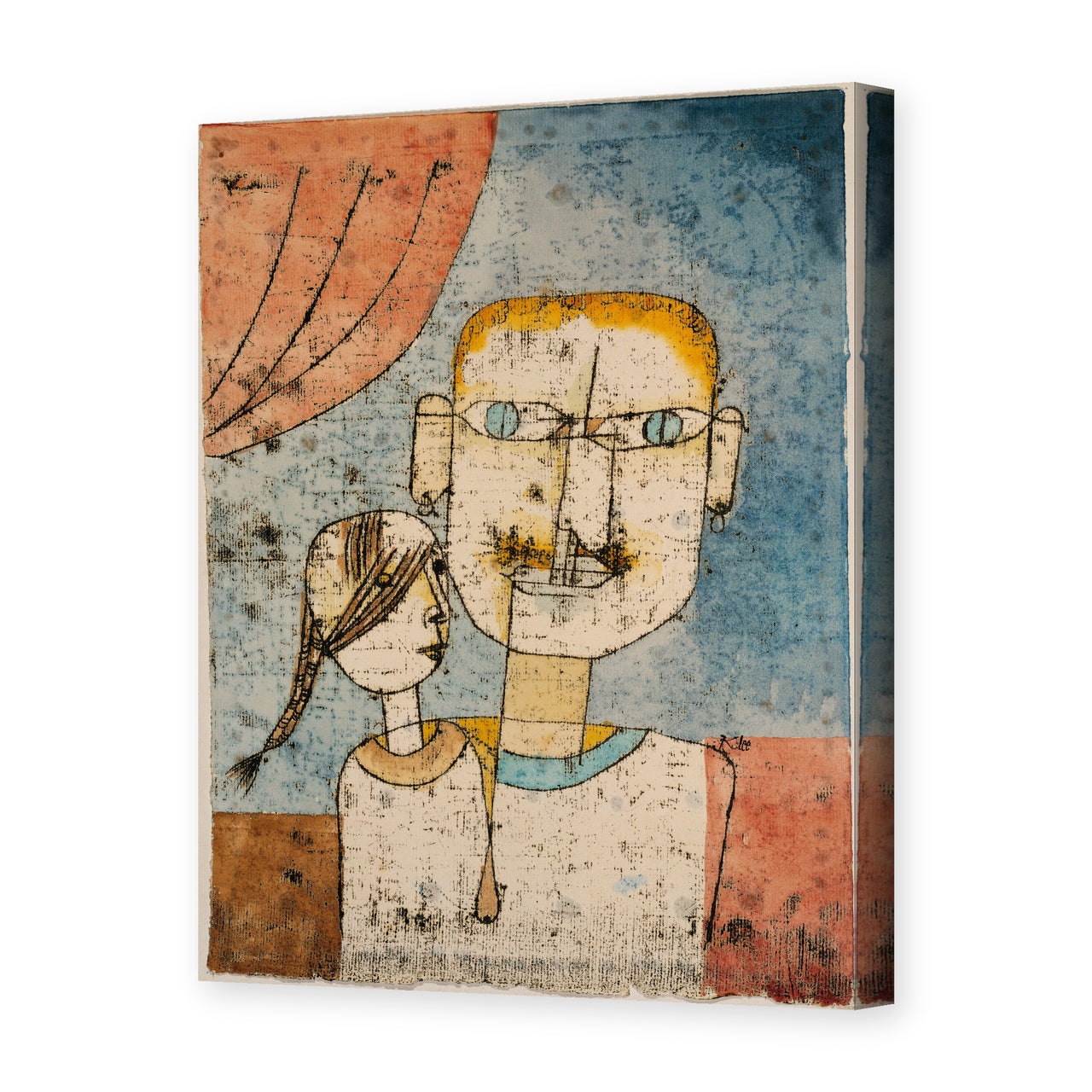 Paul Klee's 'Adam and Little Eve' painting reproduced as a gallery-wrapped canvas print