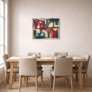 Gallery-wrapped canvas print of Paul Klee's Arrogance displayed on a wall in a dining room