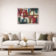 Gallery-wrapped canvas print of Paul Klee's Arrogance displayed on a wall in a living room