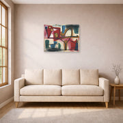 Unframed poster print of Paul Klee's Arrogance displayed on a wall in a living room