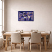 Gallery-wrapped canvas print of Paul Klee's Blue Night displayed on a wall in a dining room