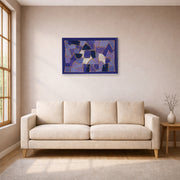 Gallery-wrapped canvas print of Paul Klee's Blue Night displayed on a wall in a living room