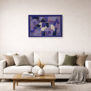 Gallery-wrapped canvas print of Paul Klee's Blue Night displayed on a wall in a living room