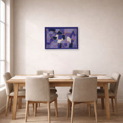 Unframed poster print of Paul Klee's Blue Night displayed on a wall in a dining room