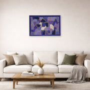 Unframed poster print of Paul Klee's Blue Night displayed on a wall in a living room