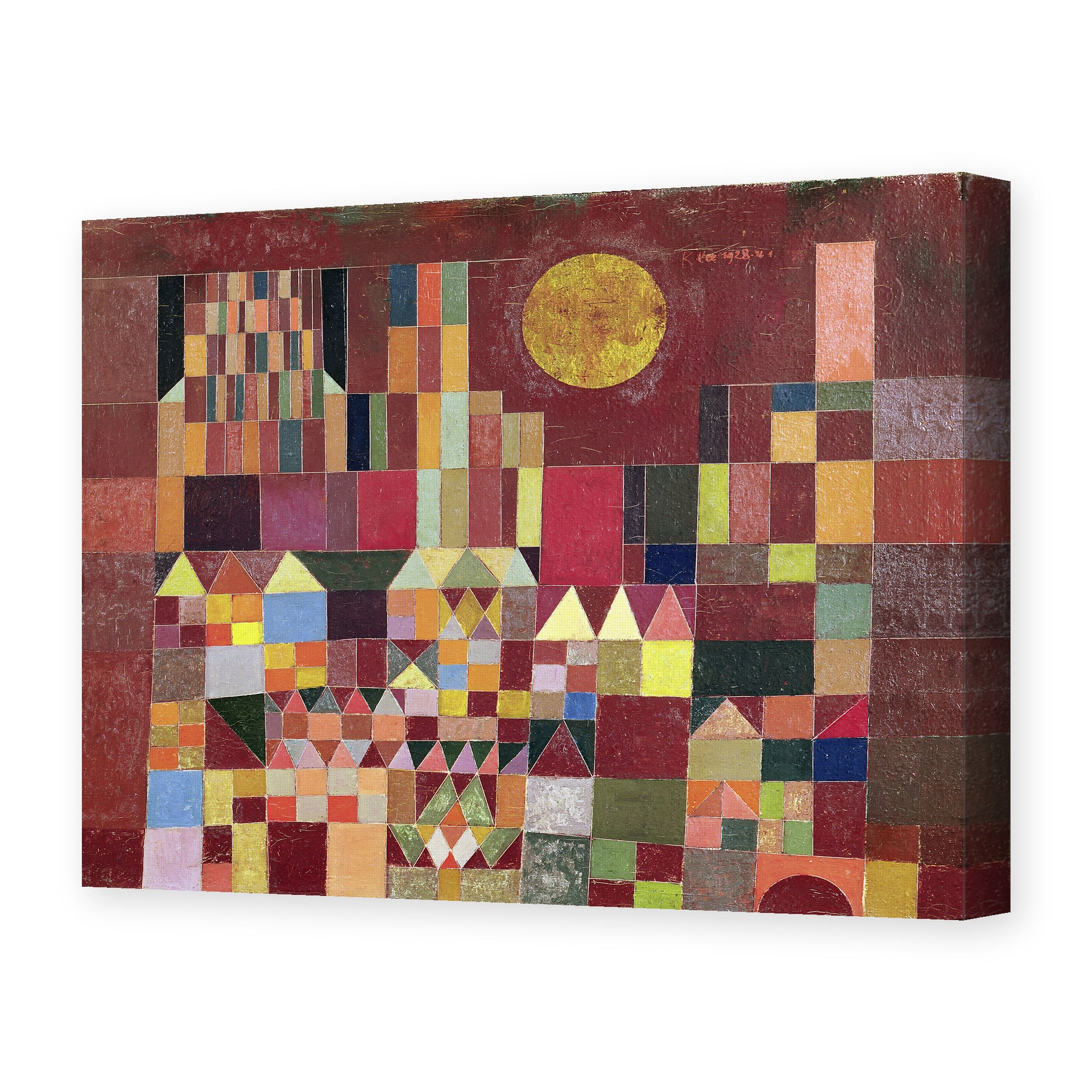 Paul Klee's 'Castle and Sun' painting reproduced as a gallery-wrapped canvas print