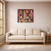 Gallery-wrapped canvas print of Paul Klee's Castle and Sun displayed on a wall in a living room