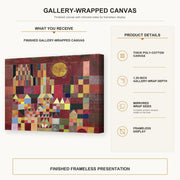 Paul Klee - Castle and Sun gallery wrap canvas construction and hanging details infographic