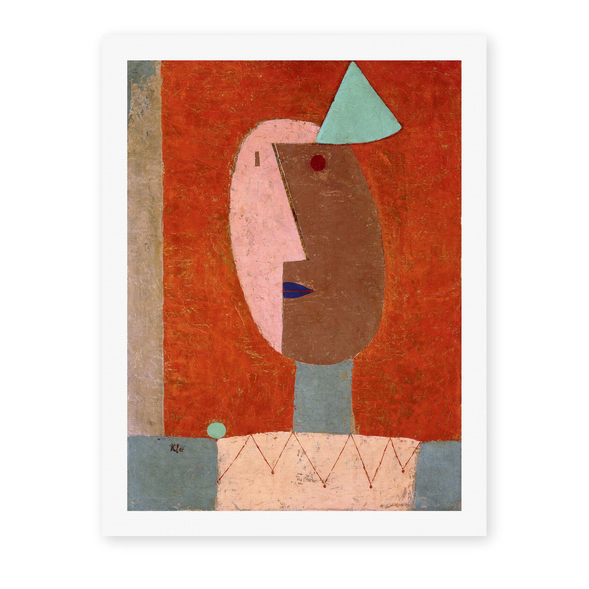 Paul Klee's 'Clown' painting reproduced as a rolled canvas print
