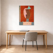Gallery-wrapped canvas print of Paul Klee's Clown displayed on a wall in an office