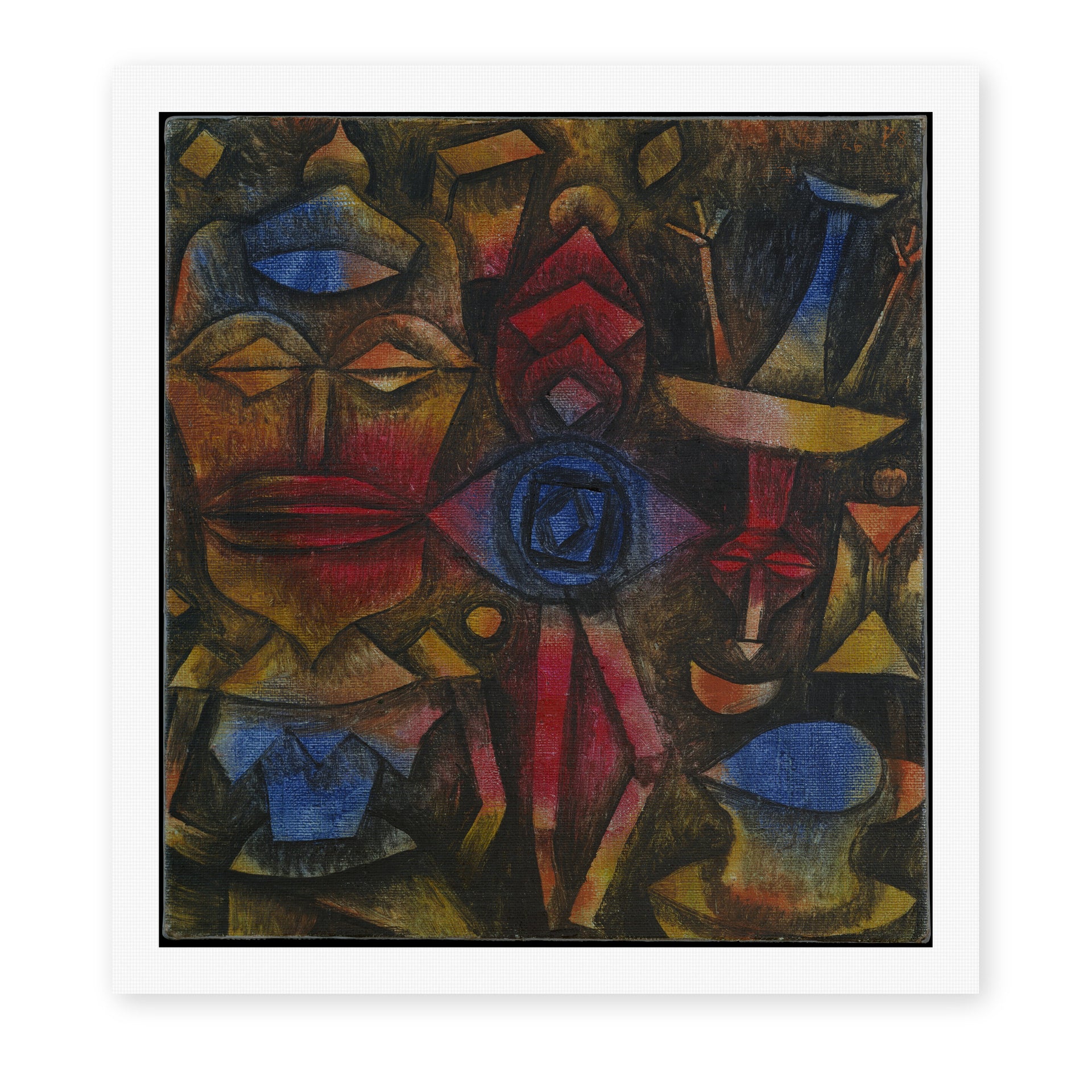Paul Klee's 'Collection of Figurines' painting reproduced as a rolled canvas print