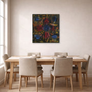 Gallery-wrapped canvas print of Paul Klee's Collection of Figurines displayed on a wall in a dining room