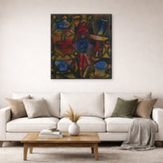 Gallery-wrapped canvas print of Paul Klee's Collection of Figurines displayed on a wall in a living room
