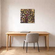 Unframed poster print of Paul Klee's Day Music displayed on a wall in an office