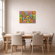 Gallery-wrapped canvas print of Paul Klee's Douceur D’Orient displayed on a wall in a dining room