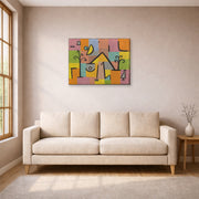 Gallery-wrapped canvas print of Paul Klee's Douceur D’Orient displayed on a wall in a living room
