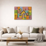 Gallery-wrapped canvas print of Paul Klee's Douceur D’Orient displayed on a wall in a living room