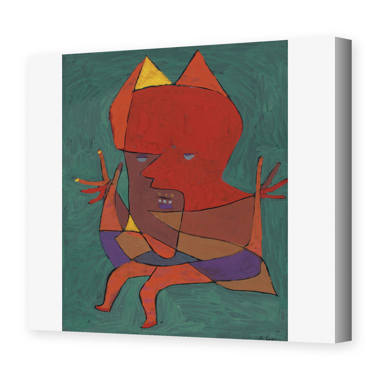 Paul Klee's 'Figurine Small Fire Devilfigurine Kleiner Furtufel' painting reproduced as a gallery-wrapped canvas print