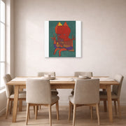 Gallery-wrapped canvas print of Paul Klee's Figurine Small Fire Devilfigurine Kleiner Furtufel displayed on a wall in a dining room