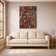 Gallery-wrapped canvas print of Paul Klee's Forest Witches displayed on a wall in a living room