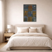 Gallery-wrapped canvas print of Paul Klee's Incipient Coolness displayed on a wall in a bedroom