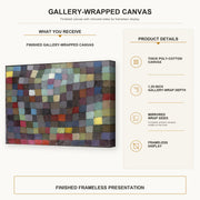 Paul Klee - May Picture gallery wrap canvas construction and hanging details infographic