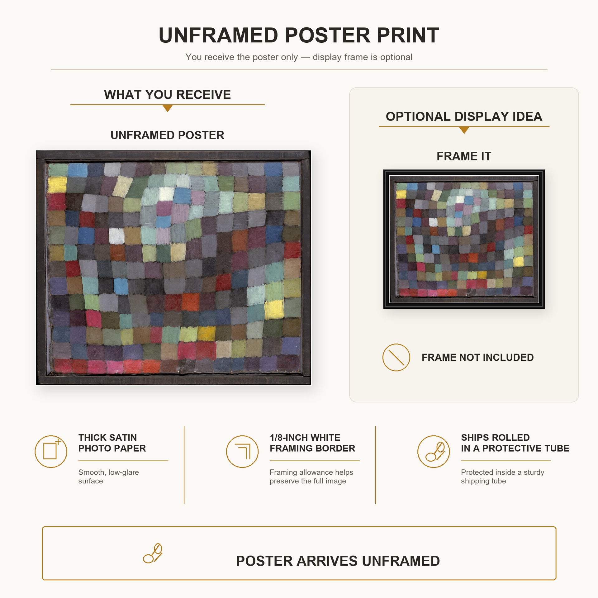 Paul Klee - May Picture poster print size comparison and framing display infographic