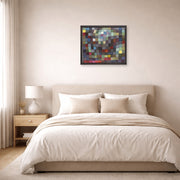 Unframed poster print of Paul Klee's May Picture displayed on a wall in a bedroom
