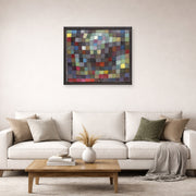 Unframed poster print of Paul Klee's May Picture displayed on a wall in a living room